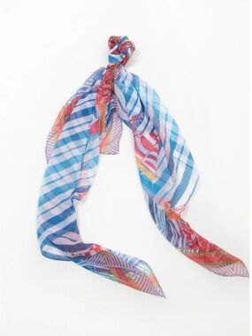 Antica Sartoria Red White & Blue Stripes & boats  40X70 Sarong scarf NWT Chiffon